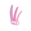 Skins Curved Dilators Small to Medium out of box in shades of pink to purple on a white background