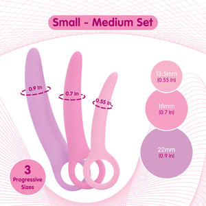 Graphic of the dimensions of the Skins Care Dilator kit Small - Medium